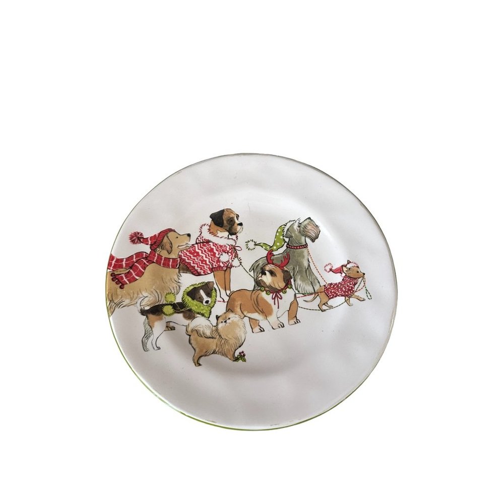 Pier 1 Park ave puppies dog plate Holiday Christmas lab boxer bulldog